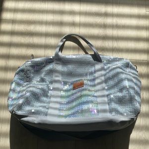 Victoria Secret Silver Sparkle Duffle Bag